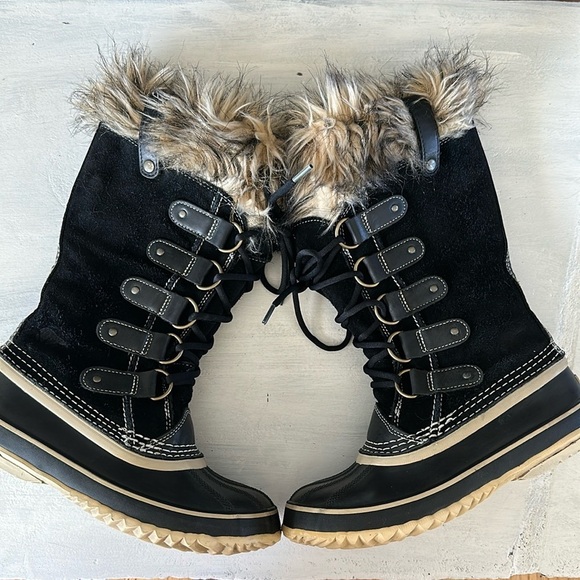 Sorel Women’s Joan of Arctic Waterproof Winter Boots Black Suede Rubber Size 7 - Picture 4 of 16